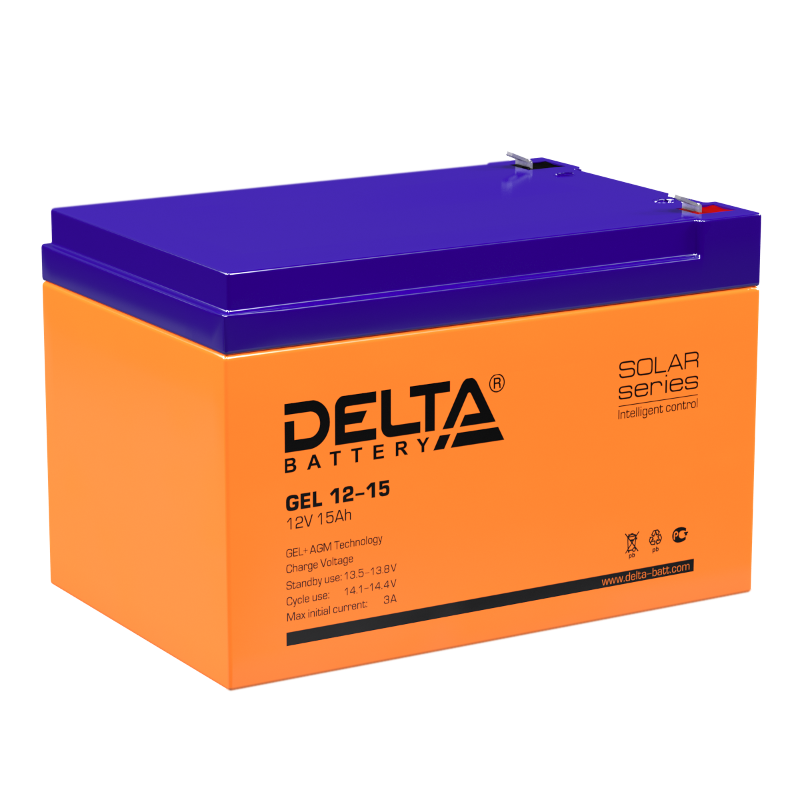 Аккумуляторная батарея Solar серии GEL 12-15 12В/15Ач
